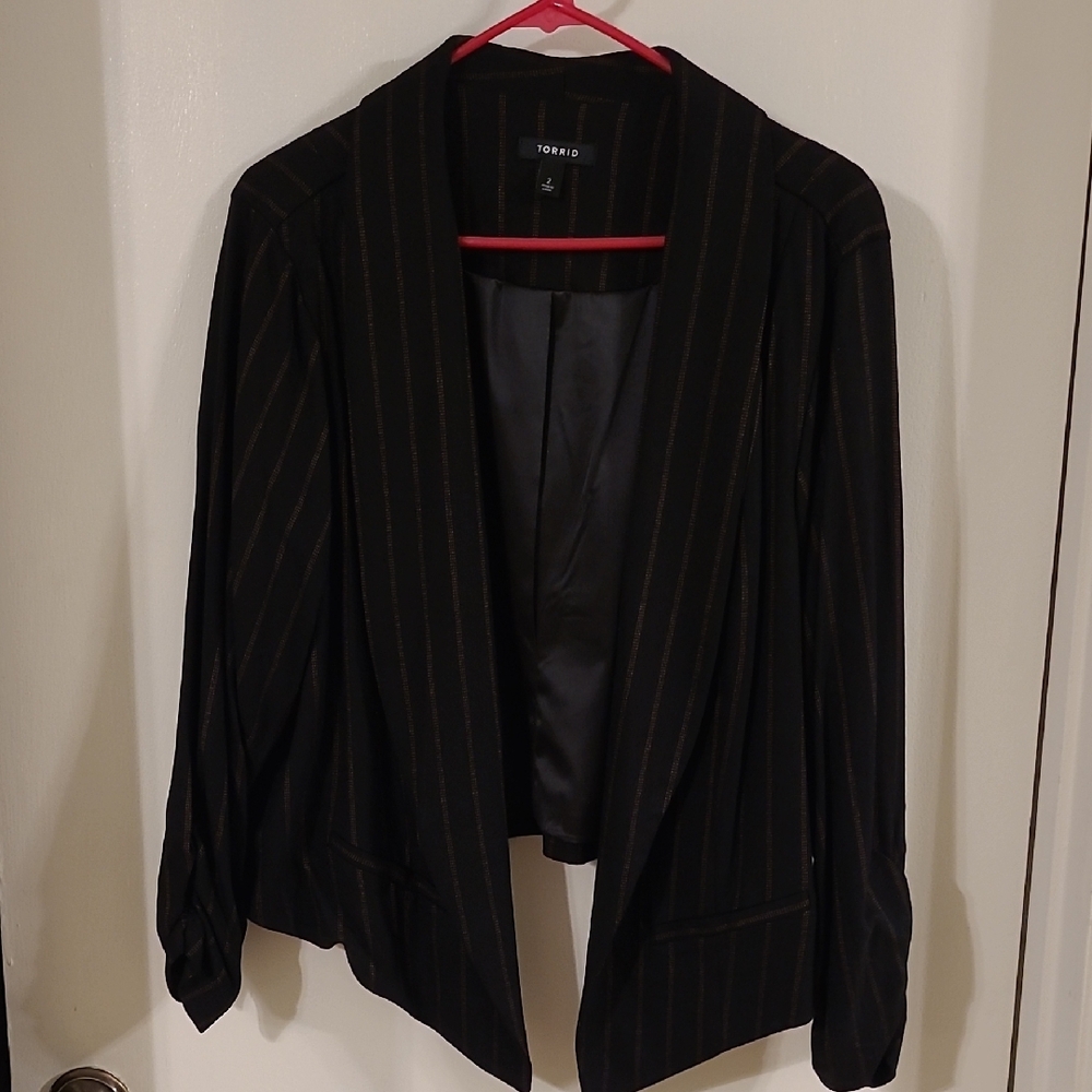 Torrid Black Blazer with Brown Accents